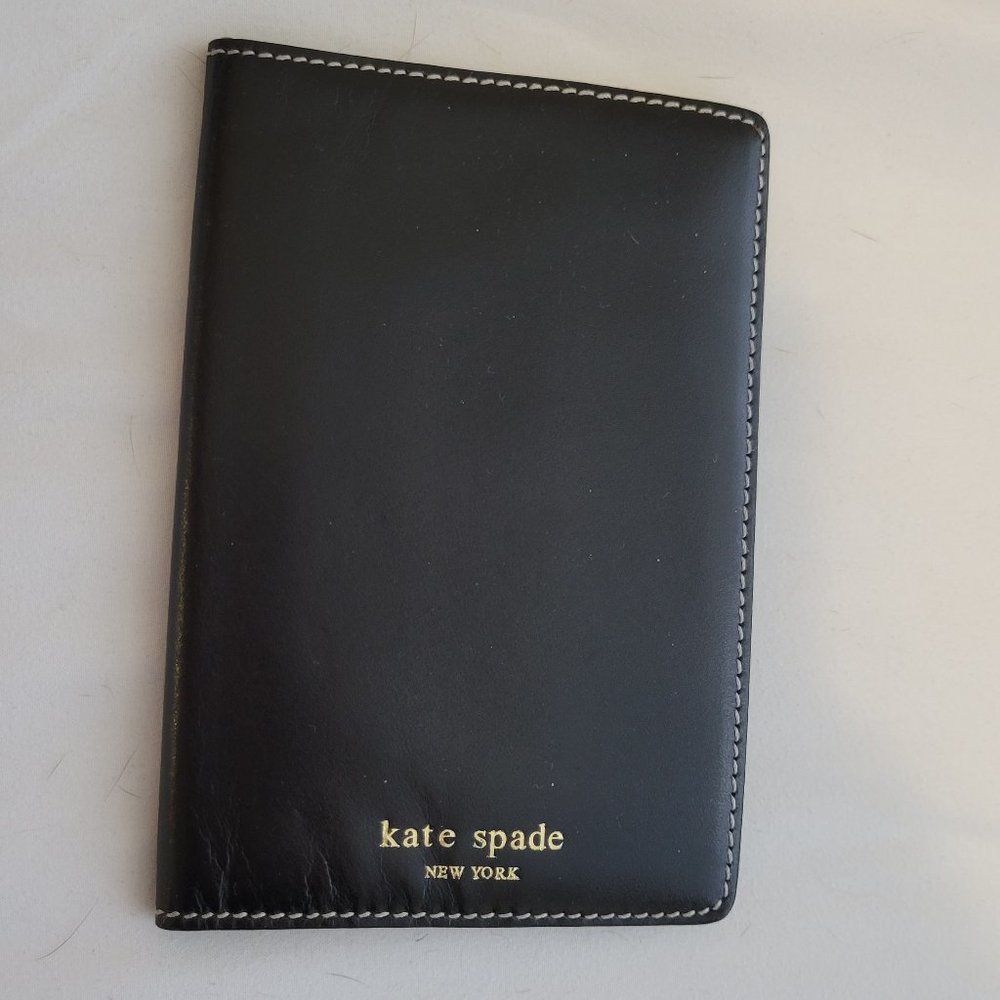 Kate Spade Passport Holder Black Polka Dots Green